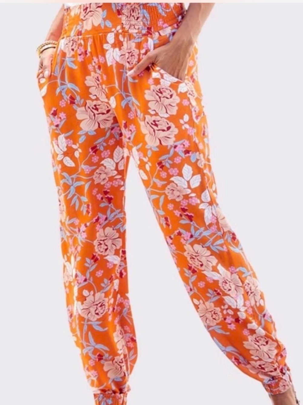 Lascana women’s orange floral boho lounge pants size 6